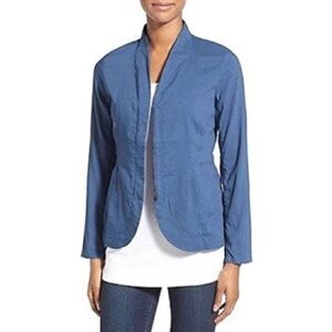 [Eileen Fisher] Blue Organic Linen Peplum Jacket